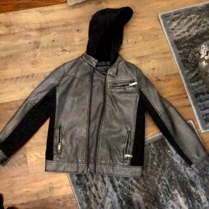 Gray leather jacket for kids Large 14-16